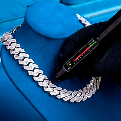 Iced Out VVS Moissanite Cuban Link Chain Necklace - 925 Sterling Silver Multiple Row Options, 6mm-25mm Widths Unisex Hip Hop Jewelry