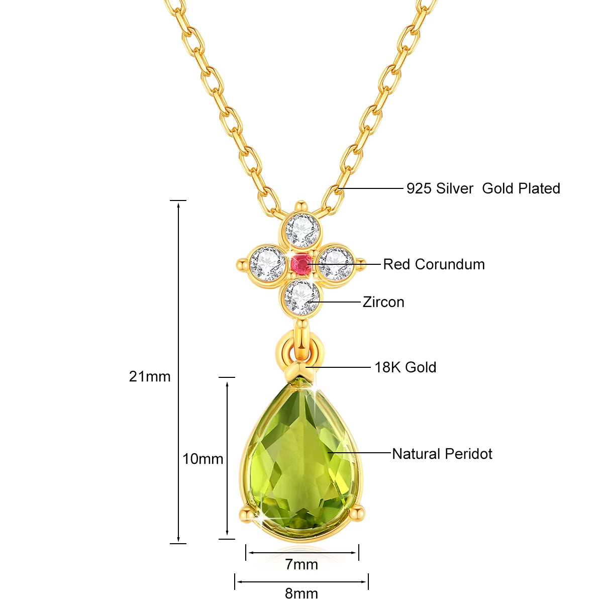 Dazzle Dime® 18K Gold Natural Peridot Teardrop Necklace | Certified Fine Jewelry for Women