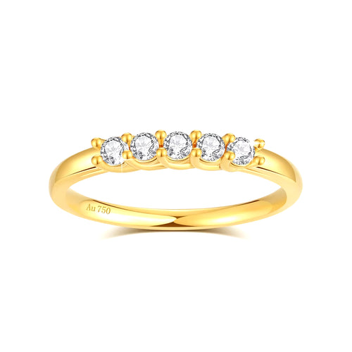 Dazzle Dime® 18K Gold Moissanite Row Ring | Certified High Jewelry for Women