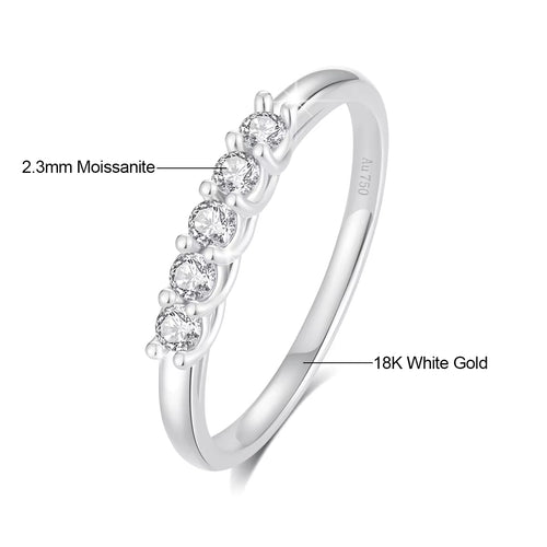 Dazzle Dime® 18K Gold Moissanite Row Ring | Certified High Jewelry for Women