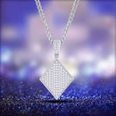 Hip-Hop Men’s Poker Diamond Block Pendant – 925 Sterling Silver with 18K Gold Plating and Moissanite