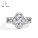 Four-Leaf Moissanite Engagement Ring – 925 Sterling Silver with 18K White Gold Plating | 0.87ct D/VVS1