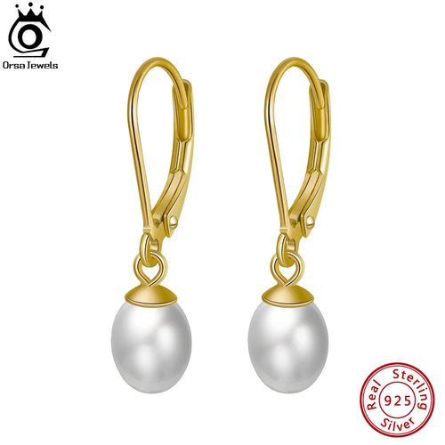14K Gold-Plated 925 Sterling Silver Baroque Pearl Drop Earrings | Handpicked Natural Freshwater Pearl Dangle Jewelry for Women
