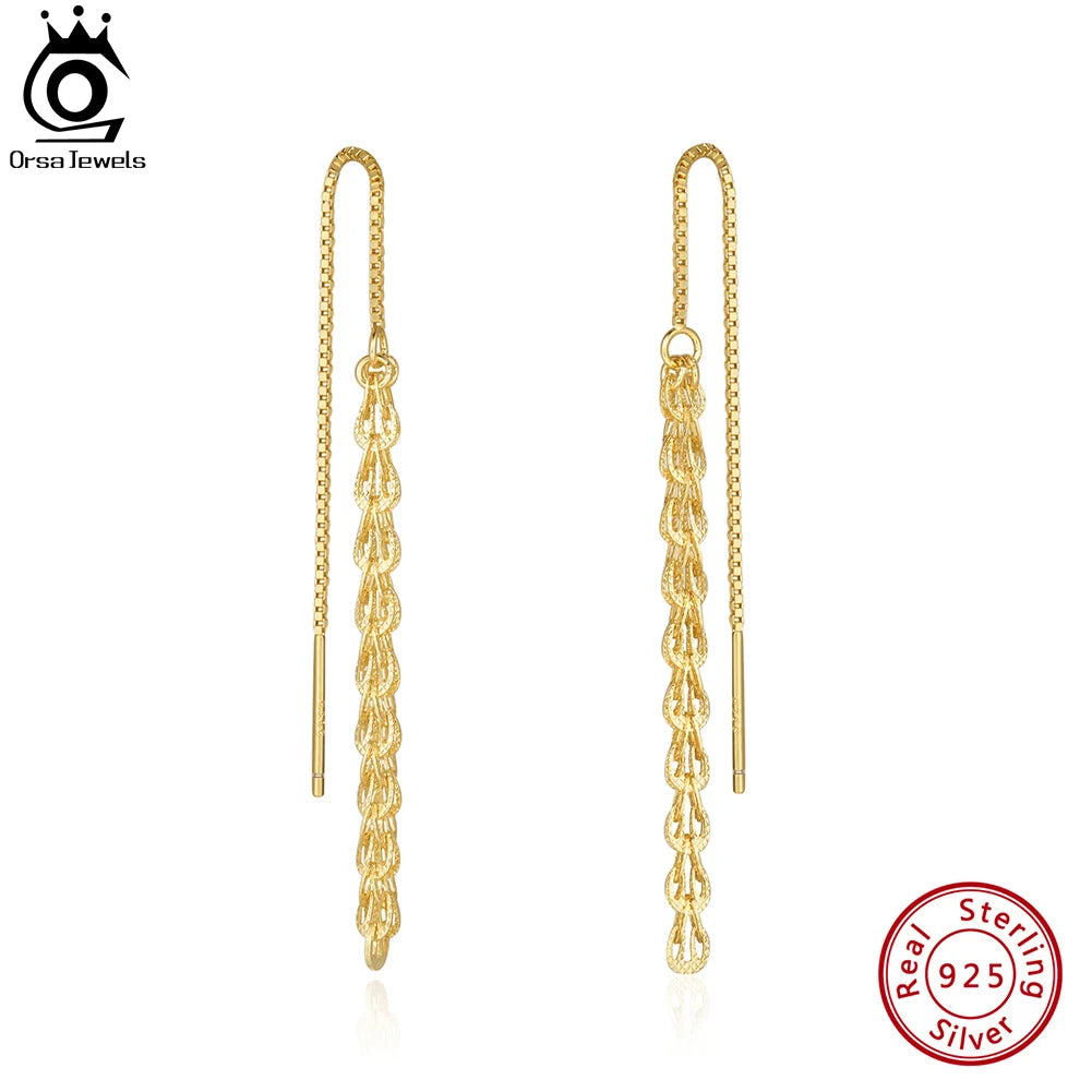 925 Sterling Silver Dangle Long Phoenix Earrings for Women Simple Chain Earings Party Jewelry Gifts SE399