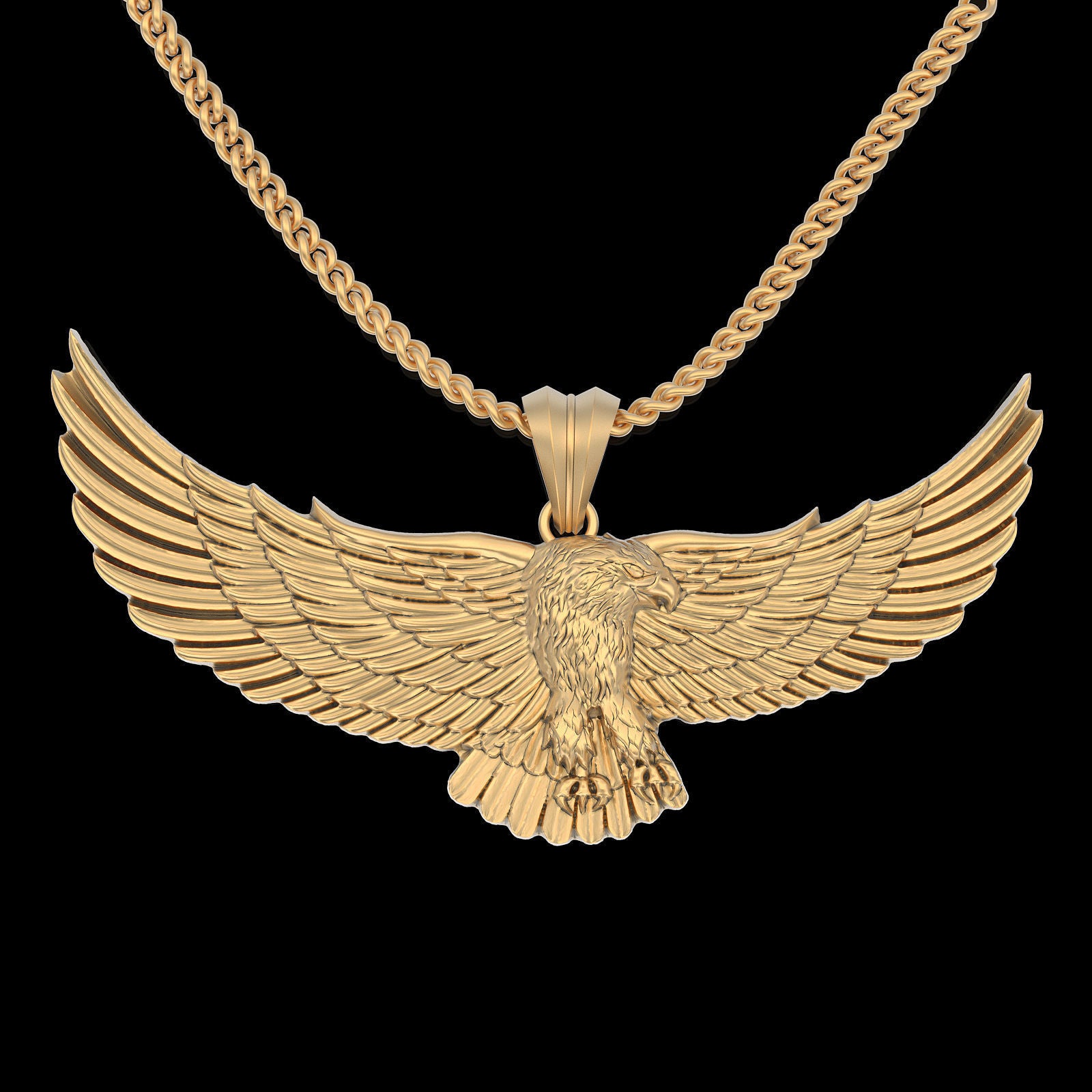 Dazzle Dime Eagle Pendant with Chain 925 Silver Sterling Base 18K Gold Cladding