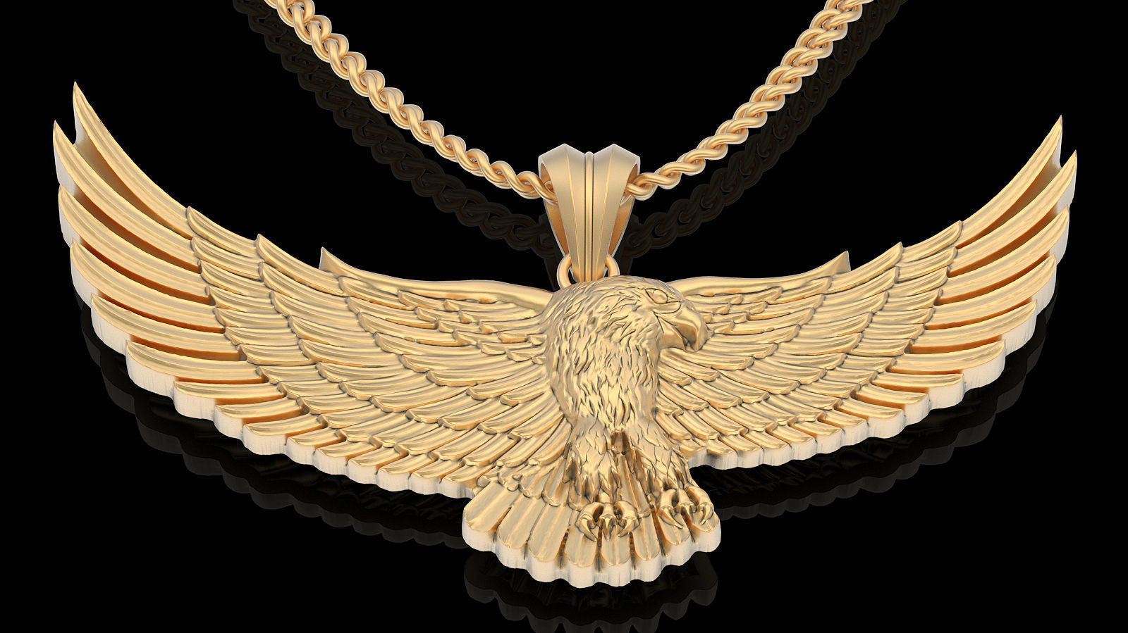 Dazzle Dime Eagle Pendant with Chain 925 Silver Sterling Base 18K Gold Cladding