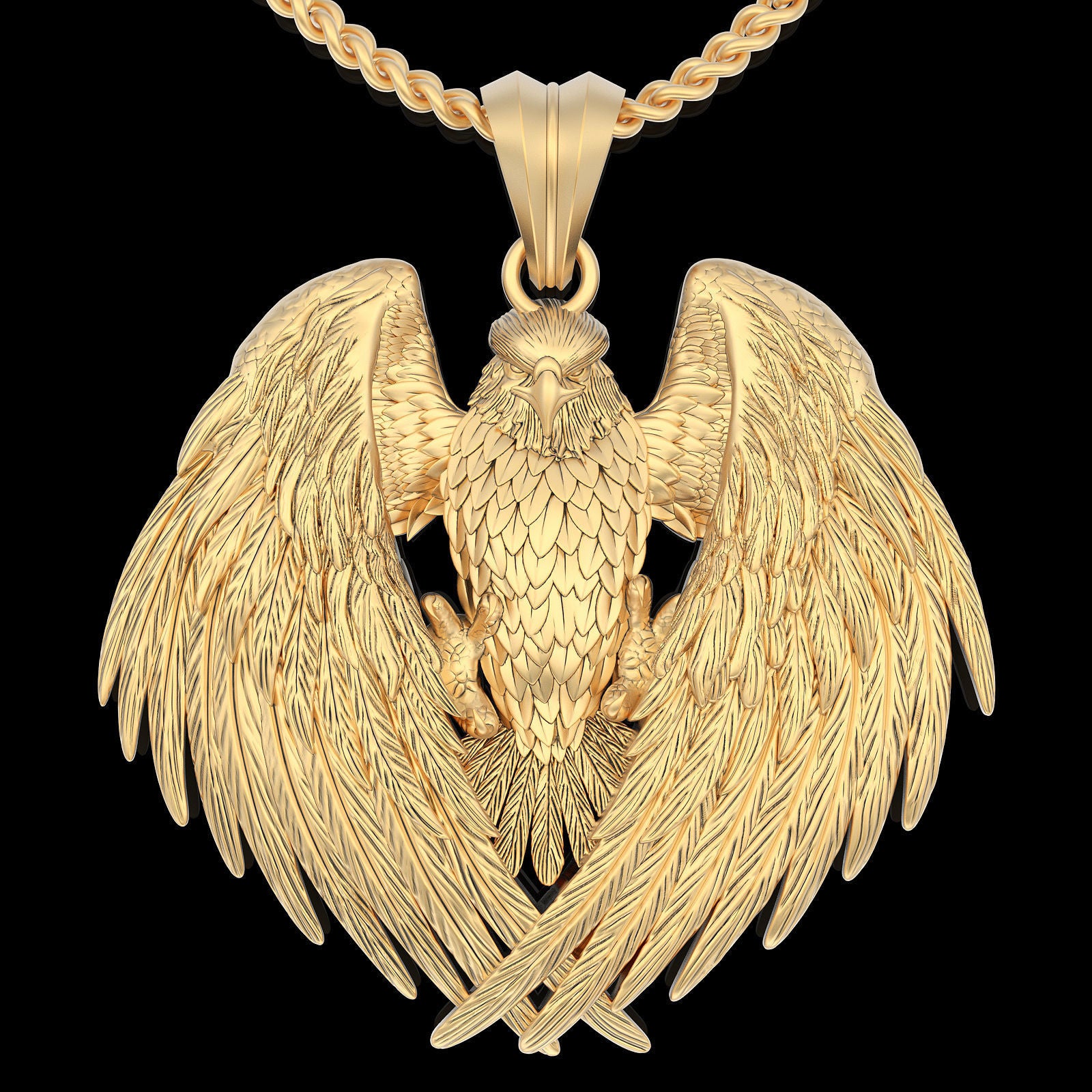 Dazzle Dime 925 Sterling Silver Base 18k Gold Plated Majestic Eagle Pendant