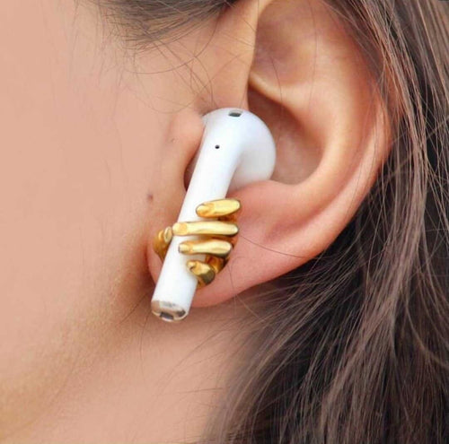 Dazzle Dime Earring Hugs AirPod  Where Style Meets Innovation 925 Sterling Silver Base, 18K Yellow & White Gold Plating - Dazzle Dime