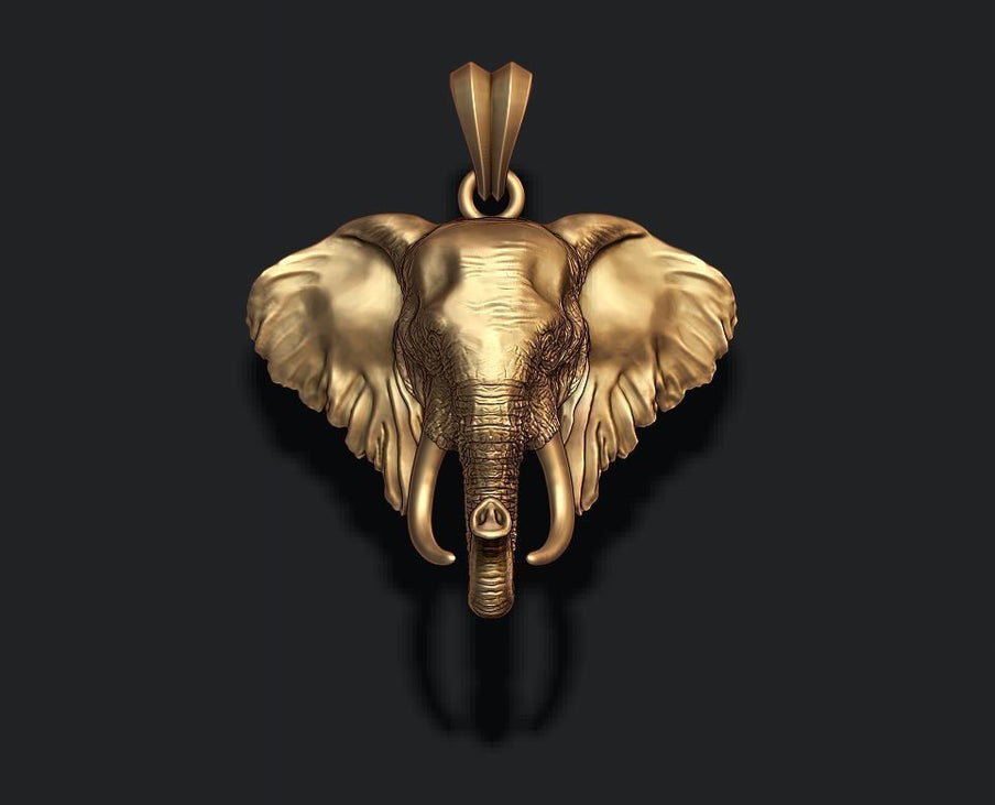 Dazzle Dime Elephant Head Pendant with Chain Majestic Symbol of Wisdom 925 Sterling Silver Base