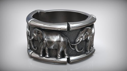 Gold Plated Lucky Three Elephants Ring
