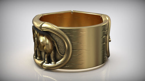 Gold Plated Lucky Three Elephants Ring