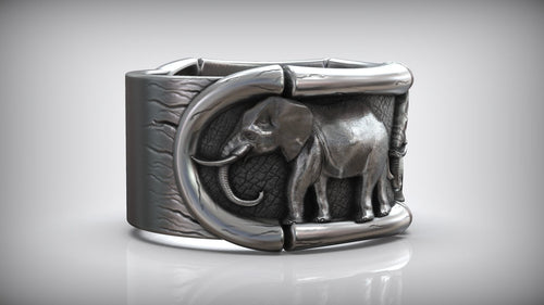 Gold Plated Lucky Three Elephants Ring
