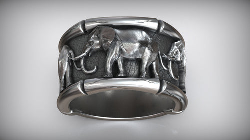 Gold Plated Lucky Three Elephants Ring