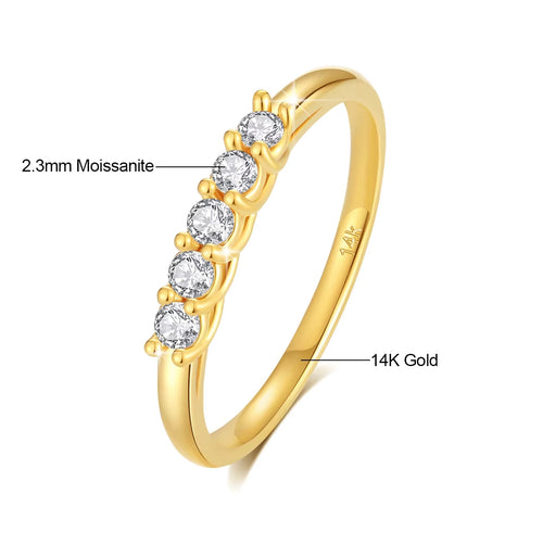 Dazzle Dime® 18K Gold Moissanite Row Ring | Certified High Jewelry for Women