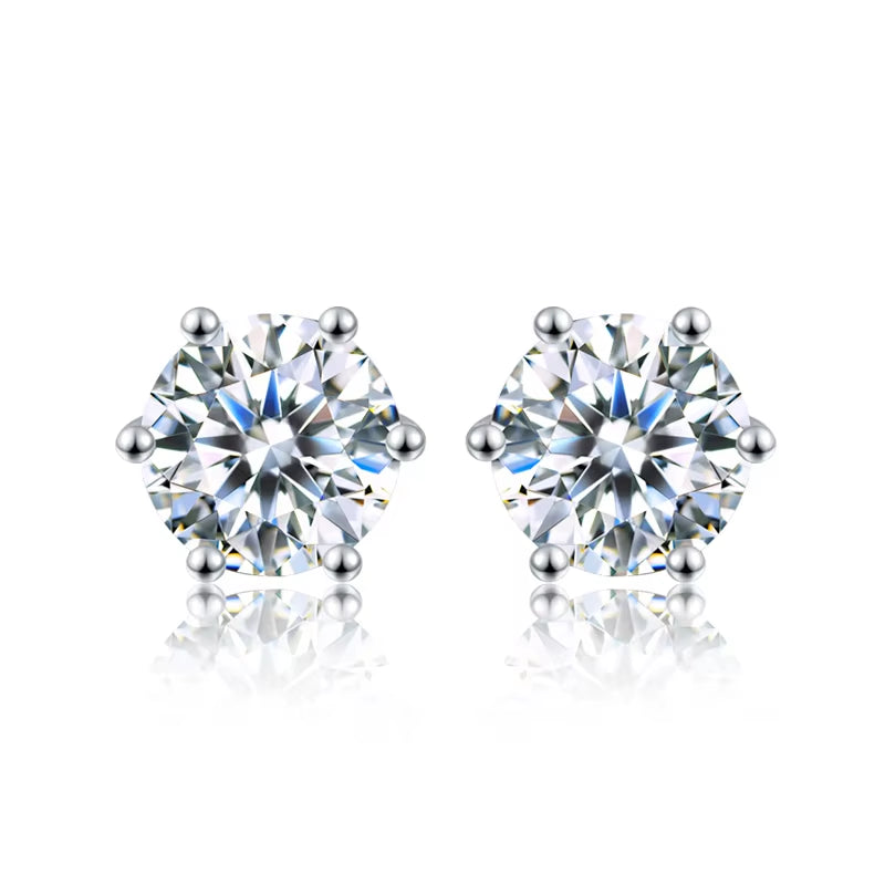 Dazzle Dime 0.3Ct-2Ct D Colour GRA Certified Stud Earrings Lab Grown Moissanite Diamond Hallmarked 925 Sterling Silver Gold Plated