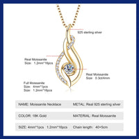 Full Moissanite Twisted Pendant Necklace – 925 Silver with 18K Gold Plating | GRA Certified