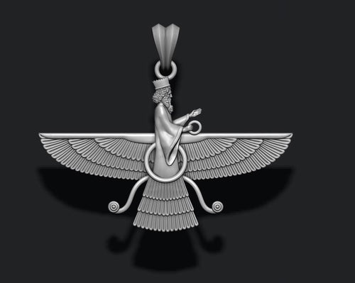 Dazzle Dime 925 Sterling Silver Base 18k Gold Plated Faravahar Ahura Mazda Pendant Embrace Ancient Wisdom DAZZLE DIME®