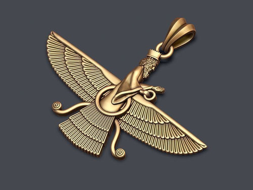 Dazzle Dime 925 Sterling Silver Base 18k Gold Plated Faravahar Ahura Mazda Pendant Embrace Ancient Wisdom DAZZLE DIME®