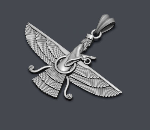 Dazzle Dime 925 Sterling Silver Base 18k Gold Plated Faravahar Ahura Mazda Pendant Embrace Ancient Wisdom DAZZLE DIME®