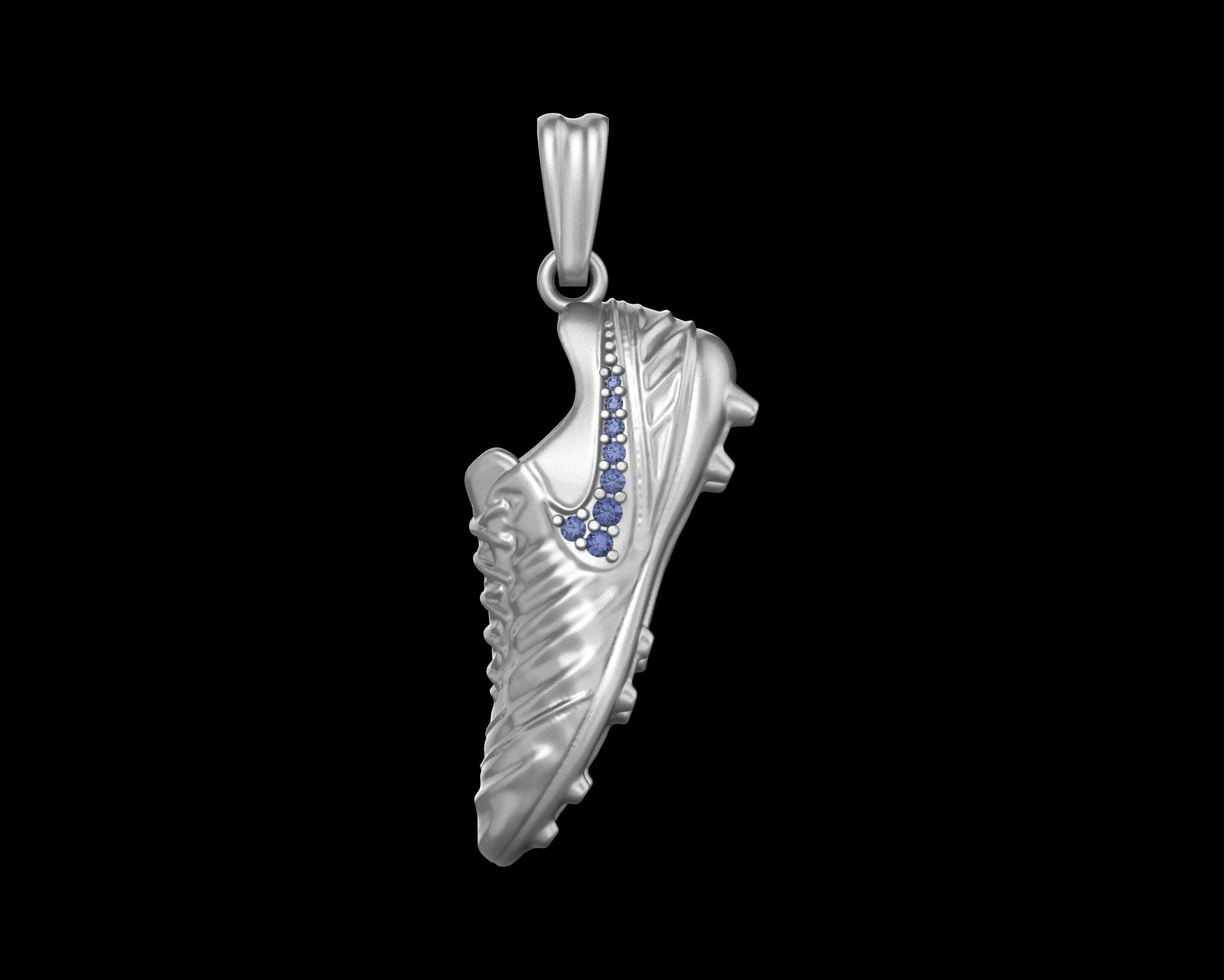 Dazzle Dime 925 Sterling Silver Base 18k Gold Plated Gemstone Football Pendant Wear the Spirit of Victory