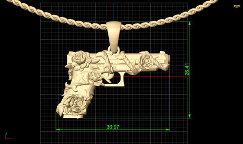 Gun Glock Flower Pendant