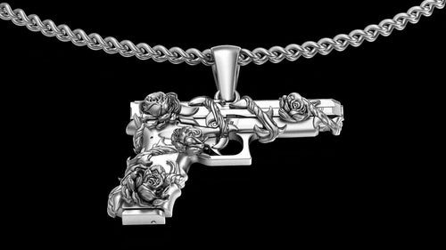 Gun Glock Flower Pendant