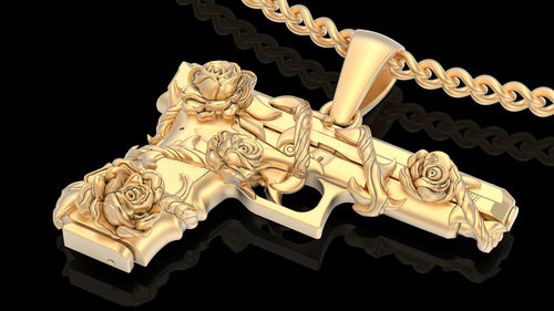 Gun Glock Flower Pendant