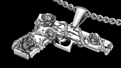 Gun Glock Flower Pendant