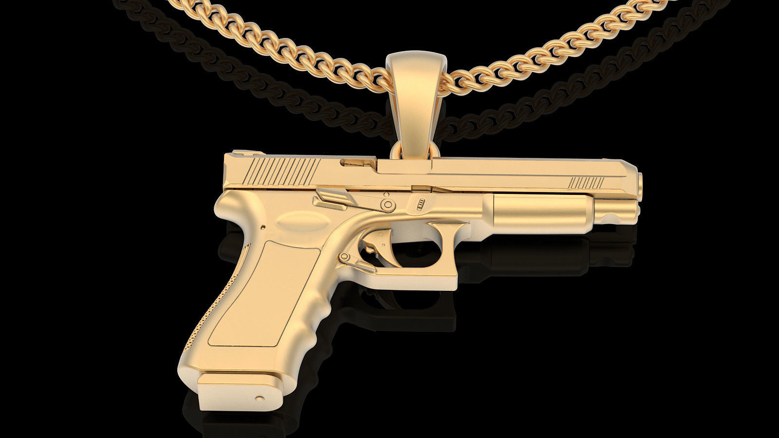 Dazzle Dime 925 Sterling Silver Base 18k Gold Plated Gun Pendant A Symbol of Power and Precision