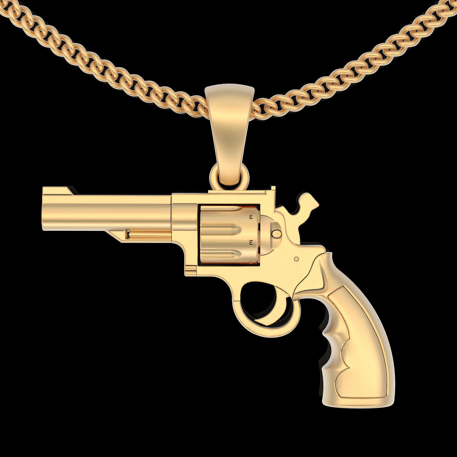 Dazzle Dime 925 Sterling Silver Base 18k Gold Plated Gun Pendant A Symbol of Power and Precision