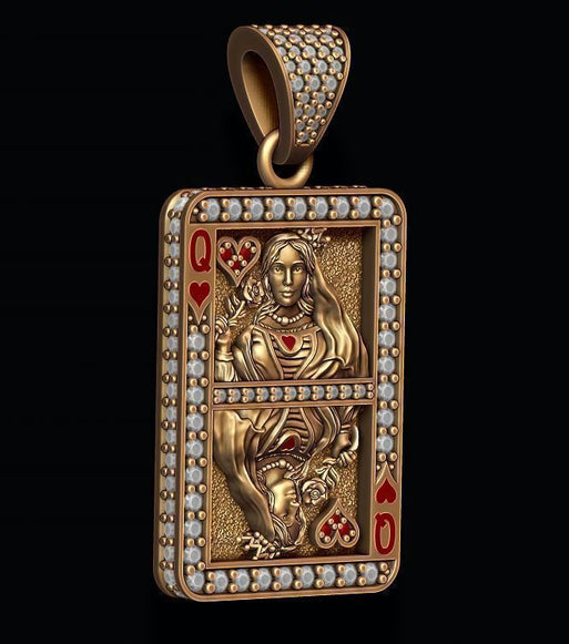 Dazzle Dime Joker Playing Card Pendant with Chain