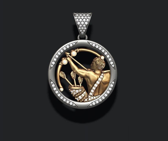 Dazzle Dime 925 Sterling Silver Base 18k Gold Plated Horoscope Sagittarius Pendant