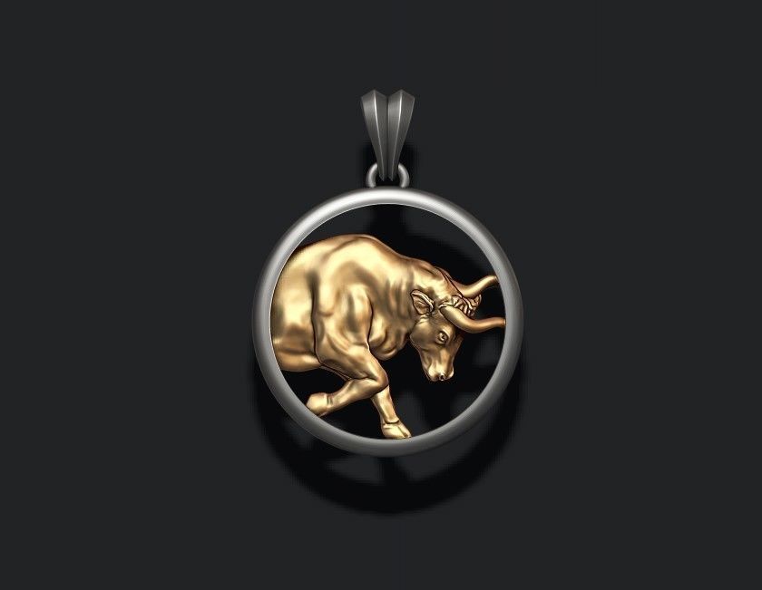 Dazzle Dime 925 Sterling Silver Base 18k Gold Plated Taurus Zodiac Bull Pendant with Chain DAZZLE DIME®