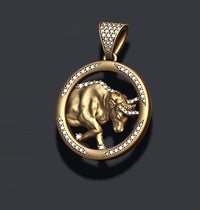 Dazzle Dime 925 Sterling Silver Base 18k Gold Plated Taurus Zodiac Bull Moissanite Pendant with Chain DAZZLE DIME®