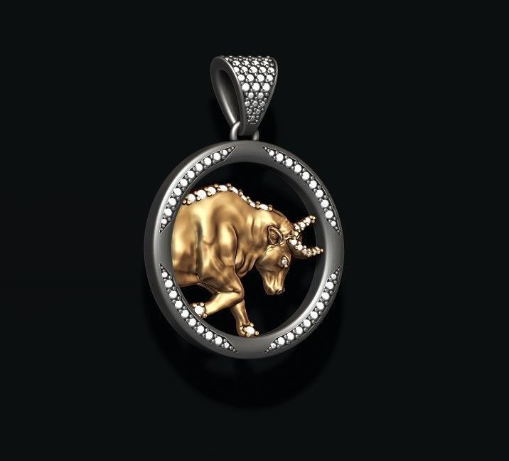 Dazzle Dime 925 Sterling Silver Base 18k Gold Plated Taurus Zodiac Bull Moissanite Pendant with Chain DAZZLE DIME®