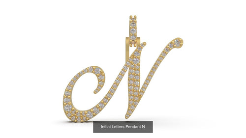 Dazzle Dime Customised Initial Letters Pendant with Chain N to T, Sterling Silver Base 18K Gold Cladding DAZZLE DIME®