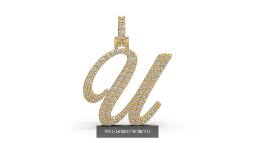 Dazzle Dime Customised Initial Letters Pendant with Chain U to Z, Sterling Silver Base 18K Gold Cladding DAZZLE DIME®