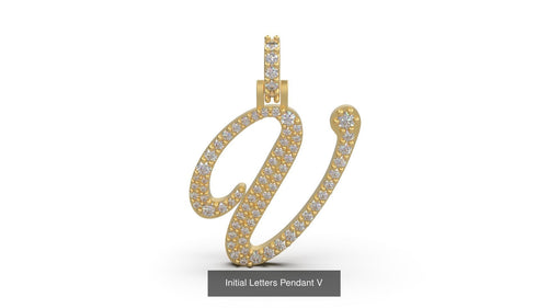 Dazzle Dime Customised Initial Letters Pendant with Chain U to Z, Sterling Silver Base 18K Gold Cladding DAZZLE DIME®