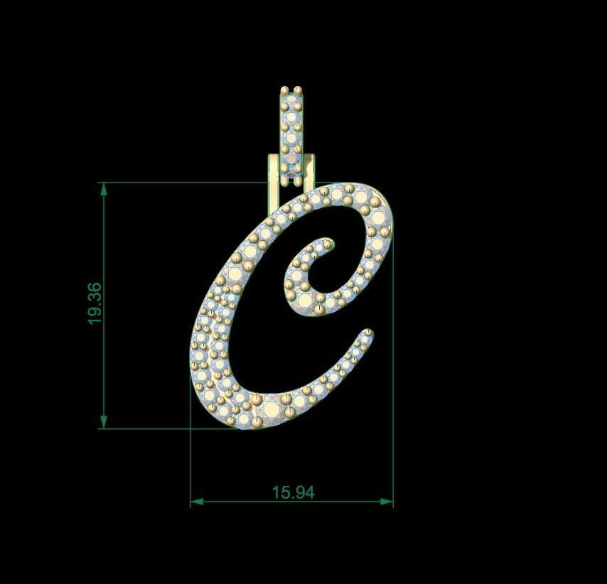 Dazzle Dime Customised Initial Letters Pendant: A to G, Sterling Silver Base 18K Gold Cladding DAZZLE DIME™