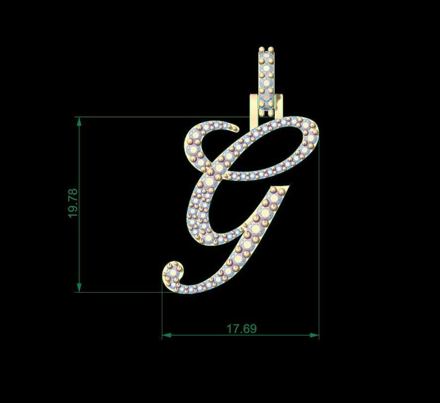 Dazzle Dime Customised Initial Letters Pendant: A to G, Sterling Silver Base 18K Gold Cladding DAZZLE DIME™