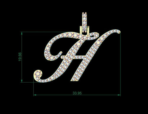 Dazzle Dime Customised Initial Letters Pendant with Chain H to M, Sterling Silver Base 18K Gold Cladding DAZZLE DIME®