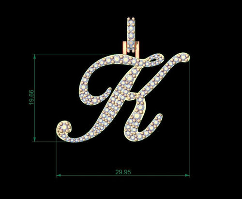 Dazzle Dime Customised Initial Letters Pendant with Chain H to M, Sterling Silver Base 18K Gold Cladding DAZZLE DIME®