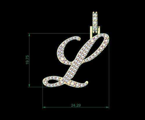 Dazzle Dime Customised Initial Letters Pendant with Chain H to M, Sterling Silver Base 18K Gold Cladding DAZZLE DIME®