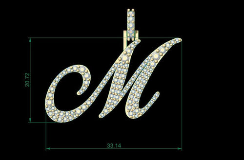 Dazzle Dime Customised Initial Letters Pendant with Chain H to M, Sterling Silver Base 18K Gold Cladding DAZZLE DIME®