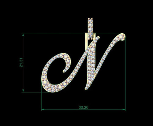 Dazzle Dime Customised Initial Letters Pendant with Chain N to T, Sterling Silver Base 18K Gold Cladding DAZZLE DIME®