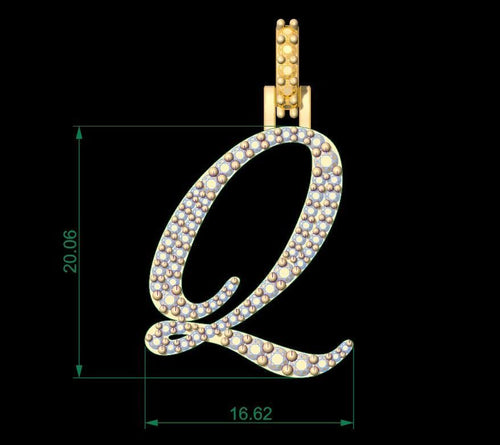 Dazzle Dime Customised Initial Letters Pendant with Chain N to T, Sterling Silver Base 18K Gold Cladding DAZZLE DIME®