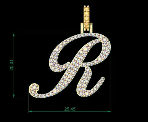 Dazzle Dime Customised Initial Letters Pendant with Chain N to T, Sterling Silver Base 18K Gold Cladding DAZZLE DIME®