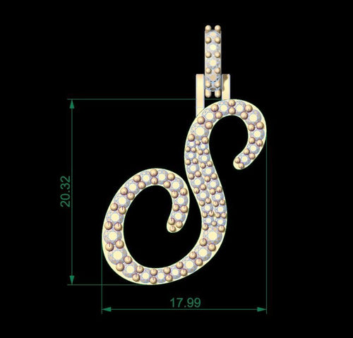 Dazzle Dime Customised Initial Letters Pendant with Chain N to T, Sterling Silver Base 18K Gold Cladding DAZZLE DIME®