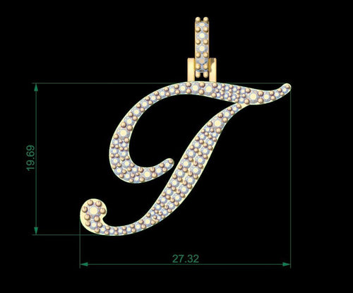 Dazzle Dime Customised Initial Letters Pendant with Chain N to T, Sterling Silver Base 18K Gold Cladding DAZZLE DIME®