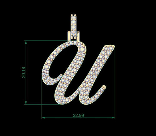 Dazzle Dime Customised Initial Letters Pendant with Chain U to Z, Sterling Silver Base 18K Gold Cladding DAZZLE DIME®